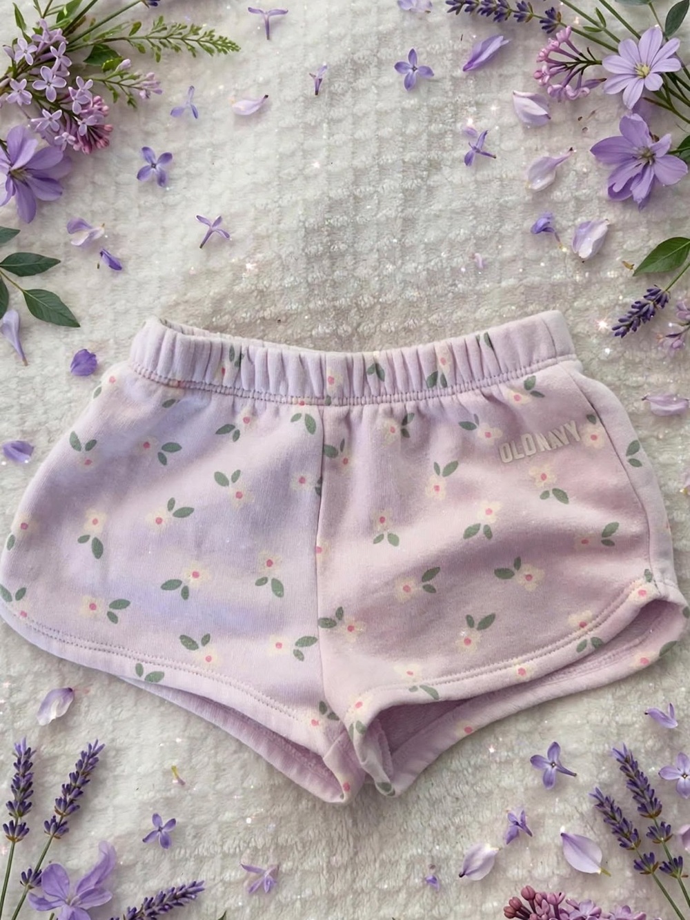 Old Navy Lavender Floral Print Elastic Waist Kids Shorts